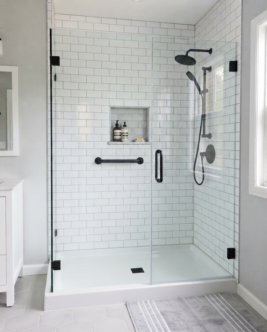 Walk-in shower installed by a WalkInShowerPros partner