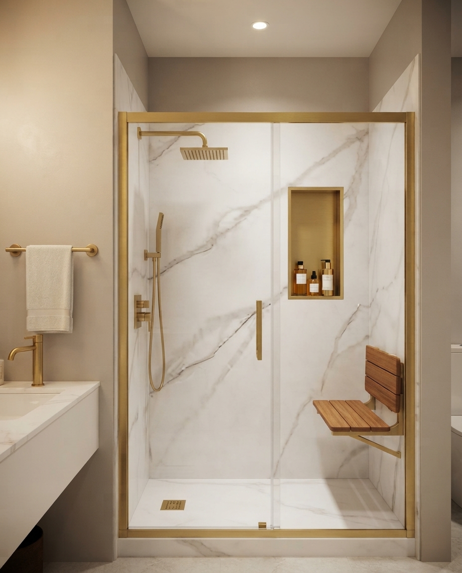 Walk-in shower installed by a WalkInShowerPros partner
